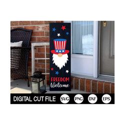 freedom welcome gnome svg, patriotic porch sign svg, 4th of july welcome sign, independence day, america porch sign, svg