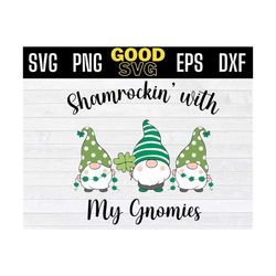 shamrockin with my gnomies svg, saint patrick's day svg,gnome svg png dxf eps cricut file silhouette art