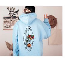 floral ghost hoodie, halloween ghost hoodie, cute fall hoodie, trick or treat, cute ghost hoodie, halloween pumpkin gift