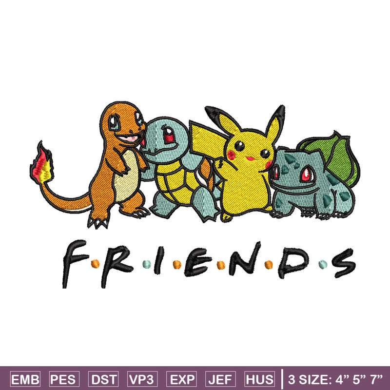 Friends Pokemon embroidery design, Pokemon embroidery, embroidery file, anime design, anime shirt, Digital download.jpg