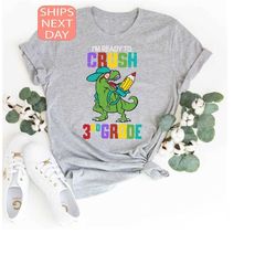 3rd grade shirt, back to school shirt, first day of school, dinosaur school shirt, i'm ready to crush, student shirt, bo