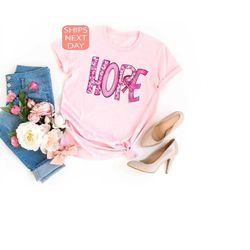 hope shirt, breast cancer ribbon shirt, breast cancer fighter shirt, pink ribbon shirt, breast cancer awareness shirt, m