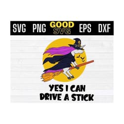 unicorn witch yes i can drive a stick funny halloween svg png eps dxf