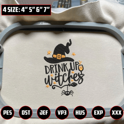 drink up witches design, happy halloween embroidery design, hocus pocus embroidery design, hocus pocus sisters, sanderson sisters embroidery file