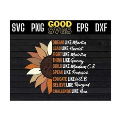 inspiring black leaders flower black history month dream like martin svg png eps dxf