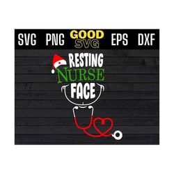 resting nurse face nursing christmas svg files for cricut , christmas nurse svg