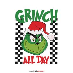 Vintage Cute Santa Grinch All Day SVG Graphic Design File