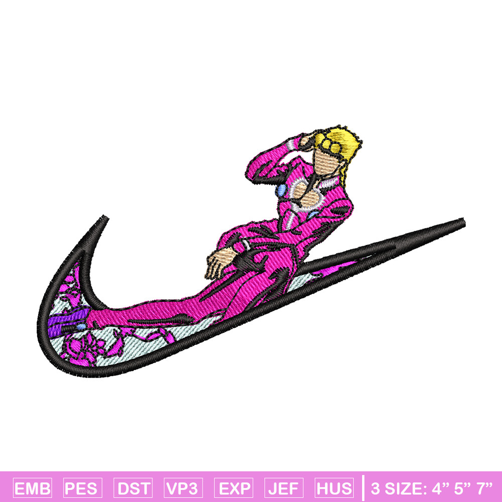 Giorno giovanna nike embroidery design, Giorno giovanna embroidery, Nike design, Embroidery file, digital download..jpg