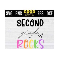 second grade rocks svg, 2nd grade rocks svg, 2nd grade back to school svg png eps dxf