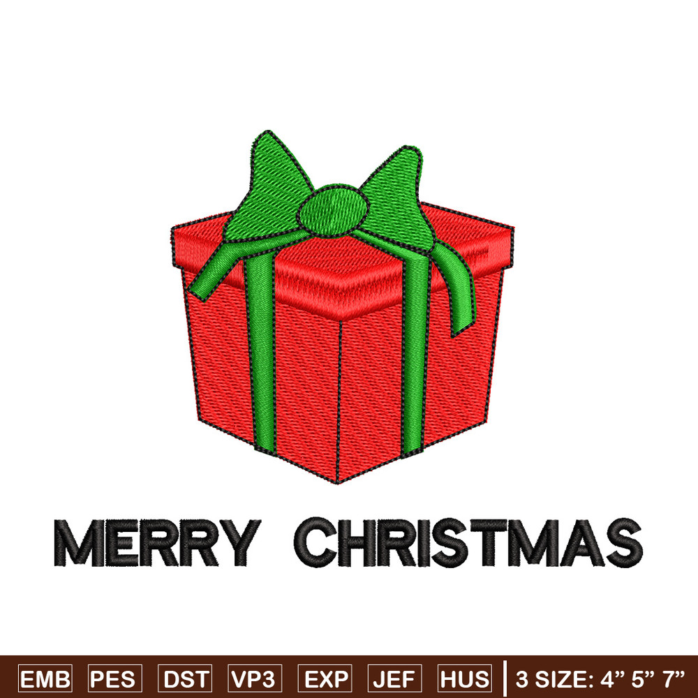 Gift chrismas embroidery design, Chrismas embroidery, Emb design, Embroidery shirt, Embroidery file, Digital download.jpg