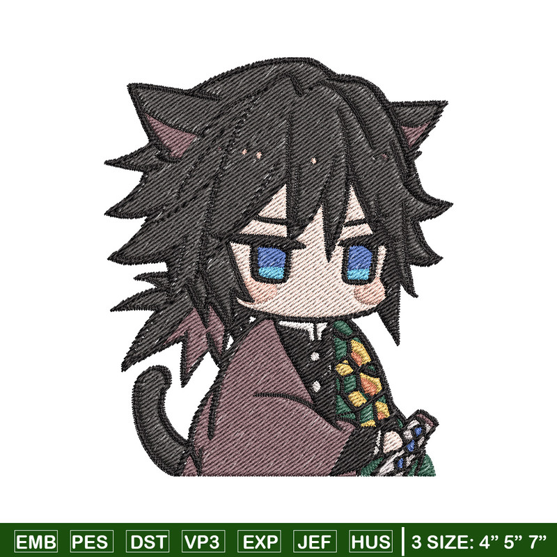 Giyu cat embroidery design, Giyu embroidery, Anime design, Embroidery shirt, Embroidery file, Digital download.jpg