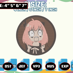 scared anya embroidery, anime embroidery designs, spy embroidery patterns, spy x family embroidery, machine embroidery files, instant download