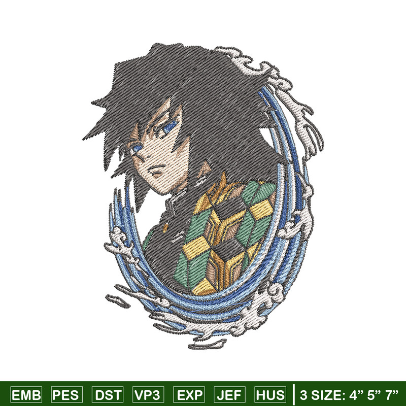 Giyu circle embroidery design, Giyu embroidery, Embroidery shirt, Embroidery file, Anime design, Digital download.jpg