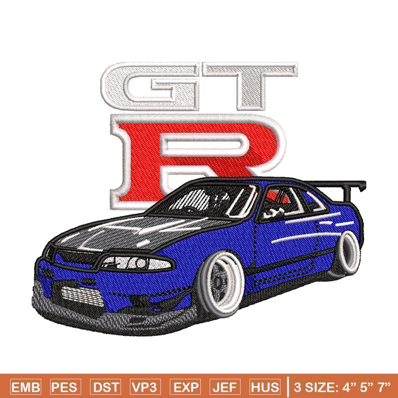 GTR blu car logo embroidery design, GTR blu car embroidery, logo design, Embroidery file, logo shirt, Instant download.jpg