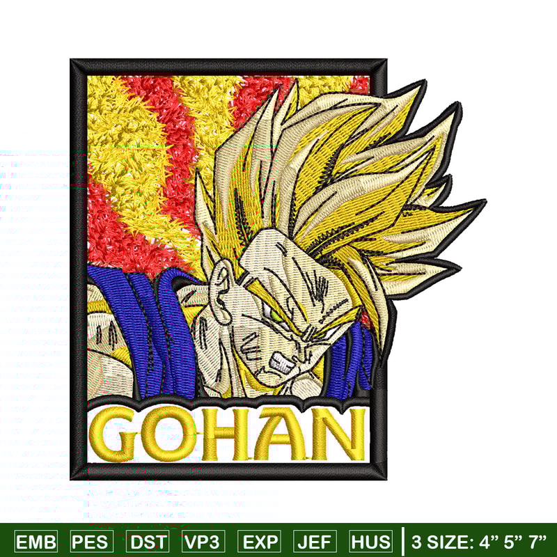 Gohan poster embroidery design, Dragonball embroidery, Anime design, Embroidery shirt, Embroidery file, Digital download.jpg