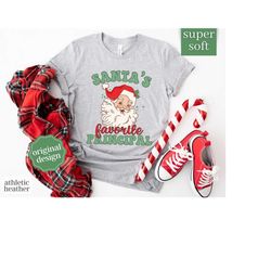 school principal christmas shirt, christmas shirt for principal gift, school principal tshirt, santa's favorite principa
