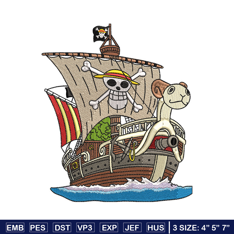 Going merry embroidery design, One piece embroidery, Anime design, Embroidery shirt, Embroidery file, Digital download.jpg