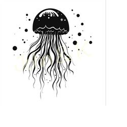 Moon jellyfish Svg, Cute jellyfish vector, jellyfish lover clip art, jellyfish Svg for clothes decoration, Cutfile png P