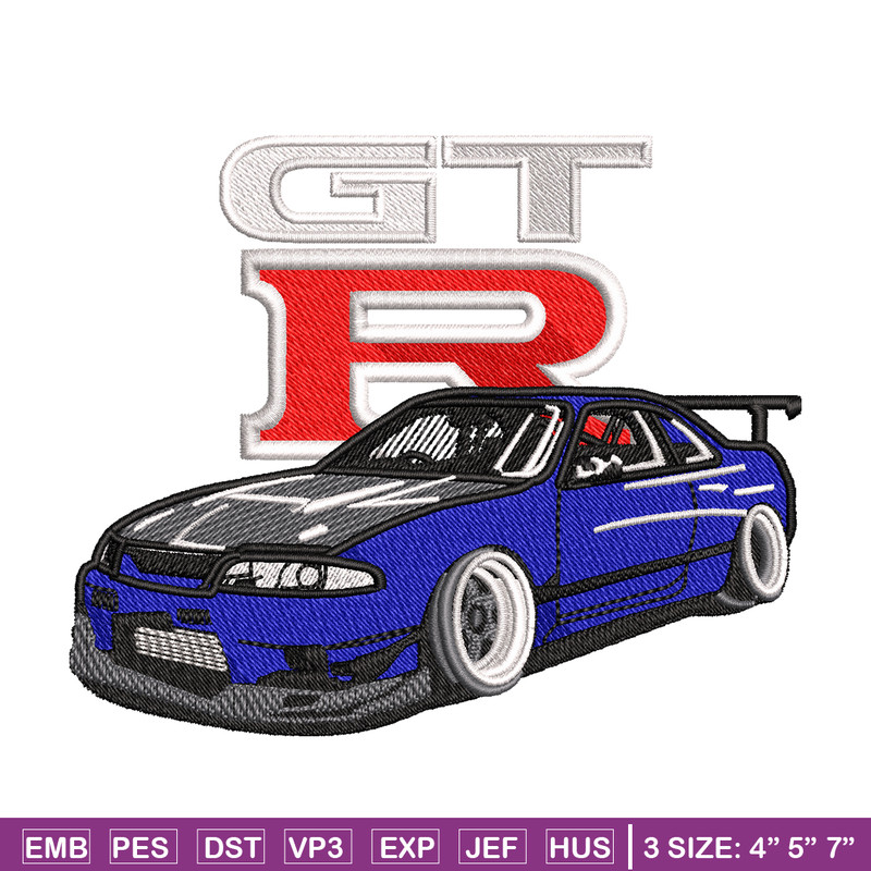 GTR blu car logo embroidery design, GTR blu car embroidery, logo design, Embroidery file, logo shirt, Instant download.jpg