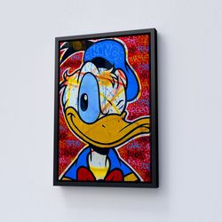donald duck, banksy wall art, donald duck, alec wall decor, graffiti, wall art, high quality canvas print, cartoon  gift