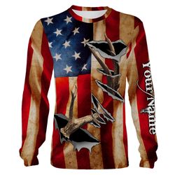 american flag deer horn hunting shirts, personalized patriotic hunting gifts for hunters &8211 iphw721