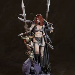 Red Sonja 3d sculpture 1/6, Red Sonja printed hand painted custom figure, Red Sonja figure handpaint high detail