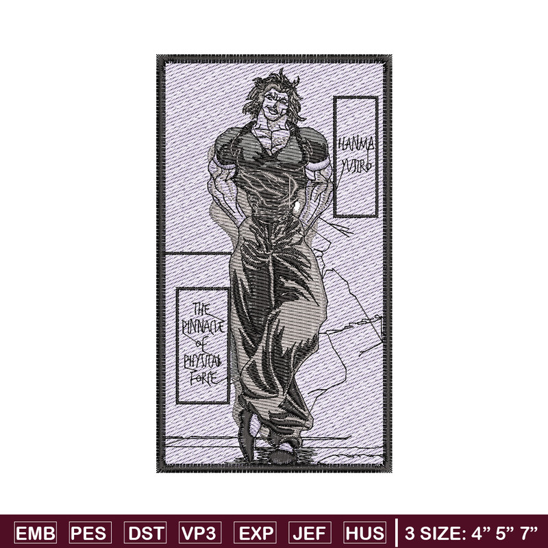 Hanma yujiro embroidery design, Baki embroidery, Anime design, Embroidery shirt, Embroidery file, Digital download.jpg