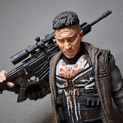 Punisher Bust 3D printed hand painted custom figure 1/6, Punisher Bust figure handpaint high detail, 3d printing Bust