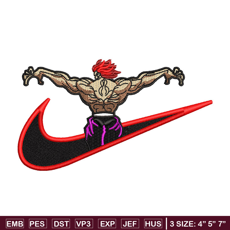 Hanma yujiro nike embroidery design, Baki embroidery, Nike design, Embroidery shirt, Embroidery file, Digital download.jpg