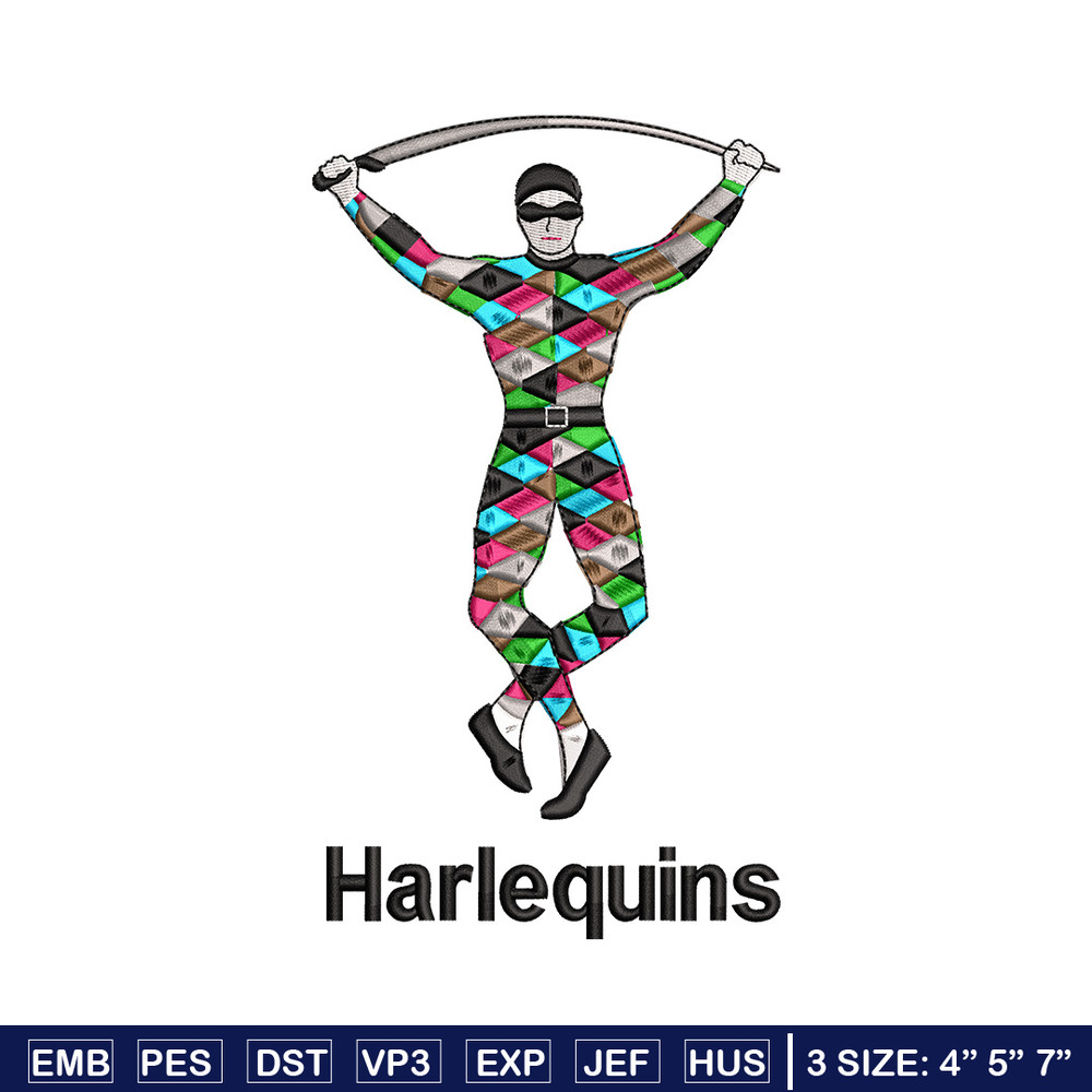Harlequins embroidery design, Harlequins embroidery, Embroidery file, Embroidery shirt, Emb design, Digital download.jpg