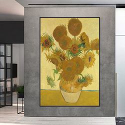 van gogh sunflowers wall art, van gogh art, huge canvas home decor, sunflowers canvas, vincent van gogh wall art, sunflo