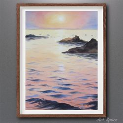 original watercolor painting gentle dawn, sun, home wall decor office, painting for home, cafe decoration, beautiful gif