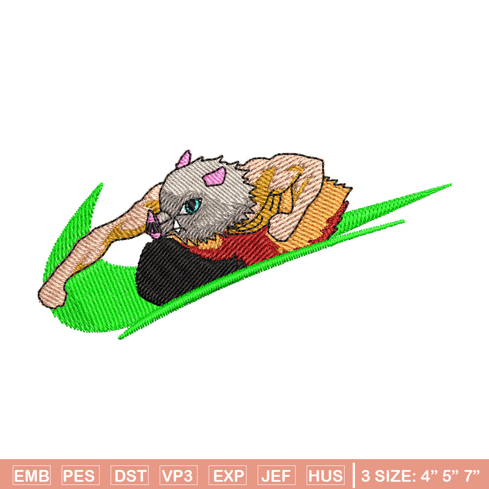 Inosuke Nike embroidery design, Kimetsu no Yaiba embroidery, Nike design, anime design, anime shirt, Digital download.jpg