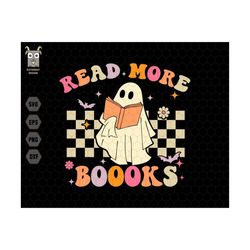 read more book svg, ghost books svg, teacher halloween svg, librarian, trick or teach svg, spooky teacher svg, book love