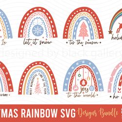christmas rainbow svg design bundle, christmas t shirt design, retro christmas svg bundle