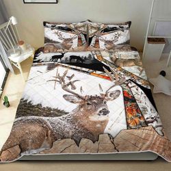 apayprint- deer hunting in the snow 3d all over printed quilt bed sets
