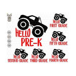hello back to school svg bundle, hello pre k svg, 1st day of school svg, back to school, cute truck svg, funny back to s