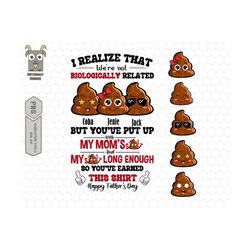 custom dad png, add your kids nane, personalized dad png, poop emoji design, funny fathers day, dad shirt, dad and kid m