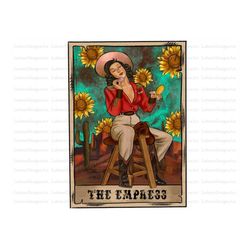 tarot cards sublimation design png, the empress card png, cowgirl png, cowboy png, western png, sunflower, tarot card pn