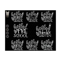 back to school svg bundle, hello pre school, 1st day of school, back to school, teacher life svg, teacher shirt, welcome
