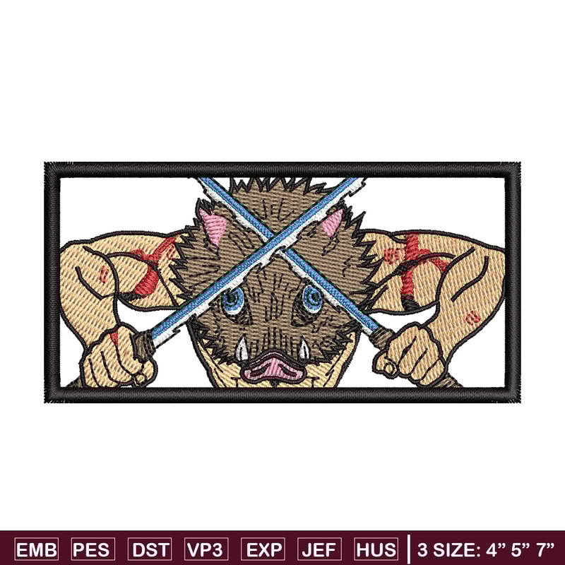 Inosuke box embroidery design, Inosuke embroidery, Anime design, Embroidery shirt, Embroidery file,Digital download.jpg