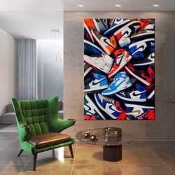 air jordan sneaker canvas art, halloween gift, jordan shoes rolled canvas, air jordan picture shoes , father's day gift,