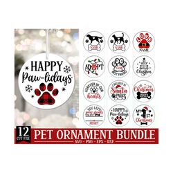 pet christmas ornament 2023 svg bundle, dog christmas, cat ornament cut file, round ornaments, angel dog, pet memorial,