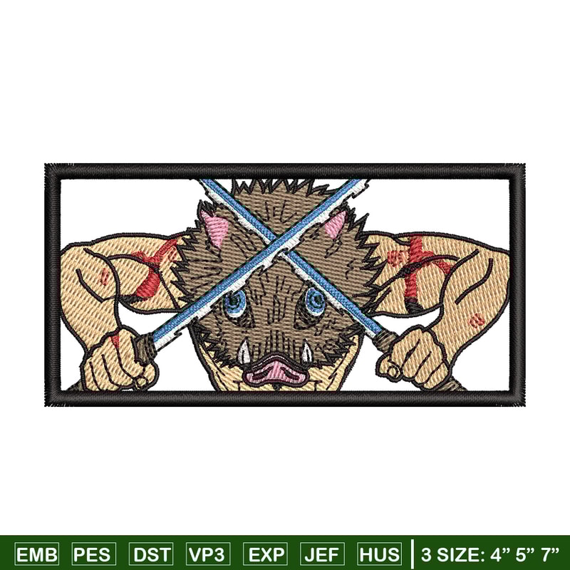 Inosuke box embroidery design, Inosuke embroidery, Anime design, Embroidery shirt, Embroidery file,Digital download.jpg