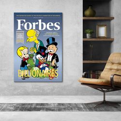 forbes magazine billionaires mr monopoly, richie rich, scrooge mcduck, roll canvas, montgomery burns wall home decor, g