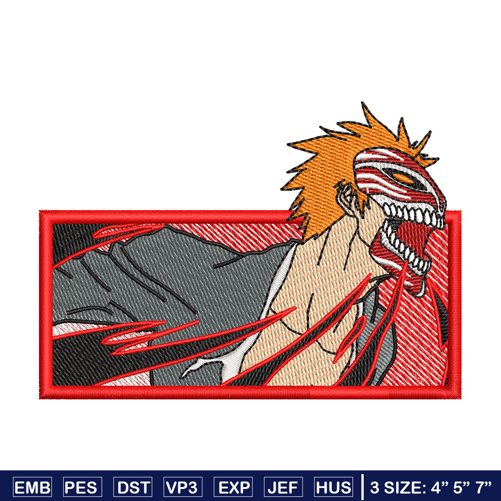 Ichigo red embroidery design, Bleach embroidery, Anime design, Embroidery shirt, Embroidery file, Digital download.jpg
