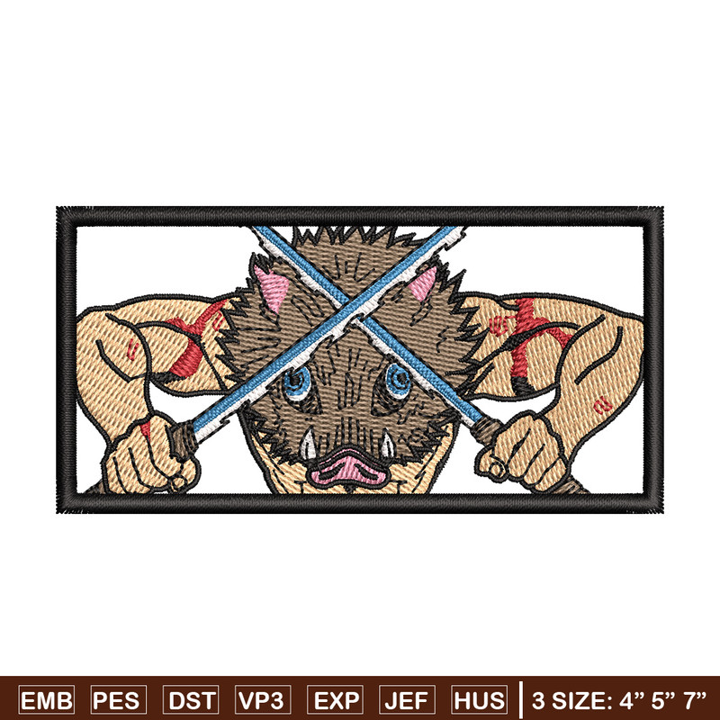 Inosuke box embroidery design, Inosuke embroidery, Anime design, Embroidery shirt, Embroidery file,Digital download.jpg
