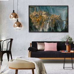 rivendell , the lord of the rings , print on canvas , wall art , huge size