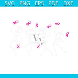 skeletons ribbon breast cancer awareness svg, ribbon dancing skeletons halloween svg, skeletons halloween svg, skeletons