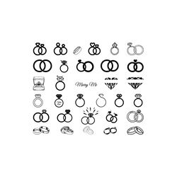 wedding ring svg/ engagement ring svg / clipart / cut files / silhouette / files for cricut / vector
